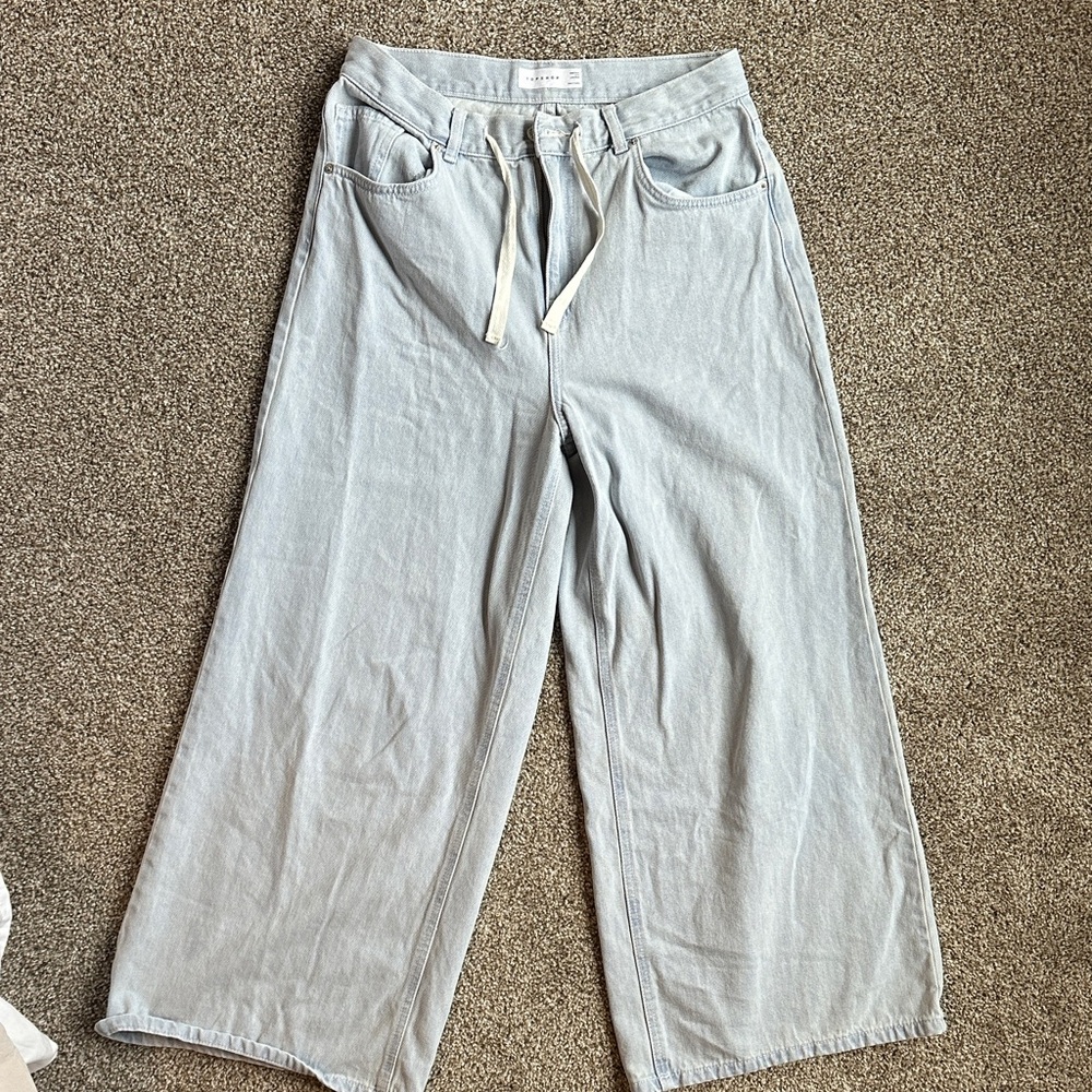 Topshop Light Blue Wide Leg Jeans